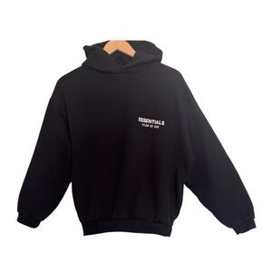 Fear of God Essentials Hoodie Authentic Fleece Lined Long Sleeve Size XXS Black